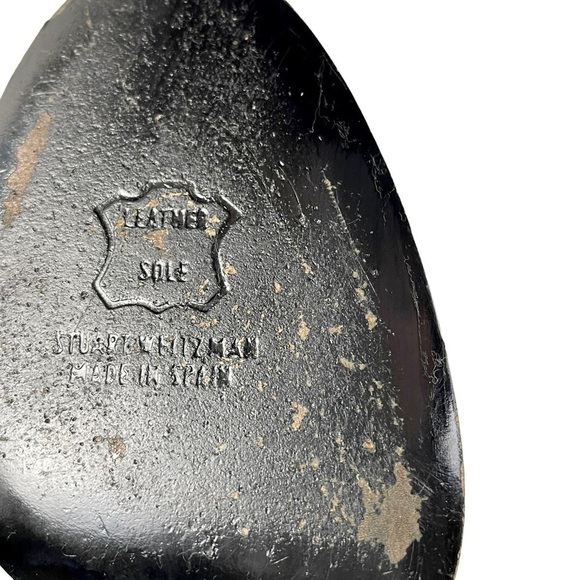 STUART WEITZMAN CW98017 BLACK SATIN CRYSTAL PEEP TOE PUMP EVENING HEELS - Picture 12 of 14